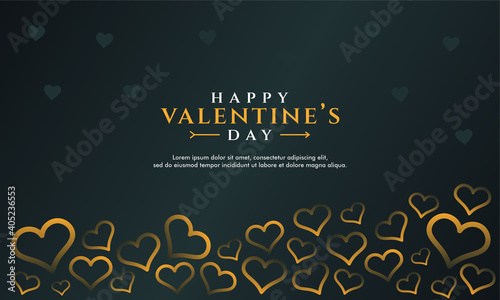 happy Valentine's day banner, background template with abstract gold heart ornament