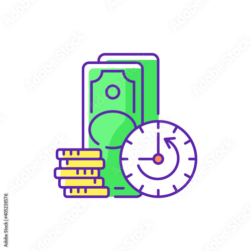 Extension RGB color icon. Skipping certain immediate payments. Increasing original maturity loan date. Additional facility to existing loan. Repayment terms. Isolated vector illustration