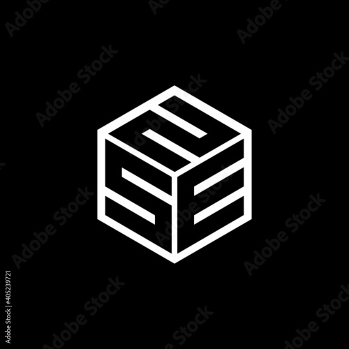 SEN letter logo design with black background in illustrator, cube logo, vector logo, modern alphabet font overlap style. calligraphy designs for logo, Poster, Invitation, etc.	