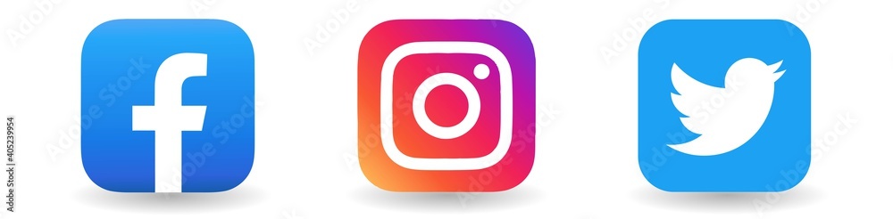 facebook, instagram, twitter icon Stock Photo | Adobe Stock