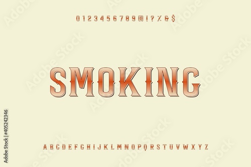 vintage font, brown background, vector alphabet, letters and numbers, typography