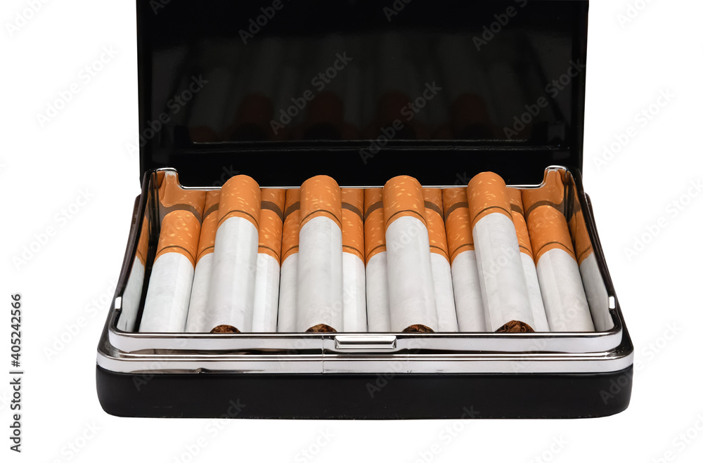 custom made wallpaper toronto digitalCigarettes in a metal cigarette case isolate