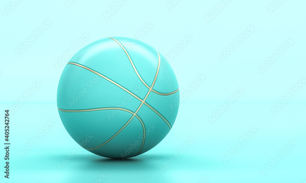 turquoise basketball with gold inserts.