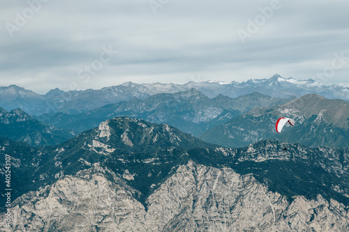 Parasailing in the mountains, endless alps