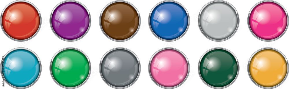 set of different colored buttons with chrome frame
set of different colored buttons with chrome frame