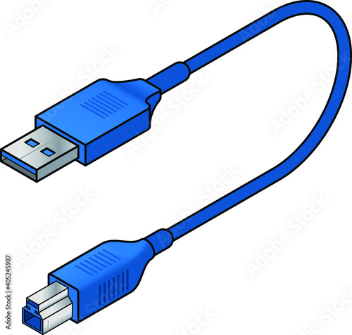 A USB (universal serial bus) cable. USB 3.0 type A to B.