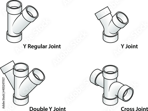 PVC pipe fittings: a selection of Y joints.