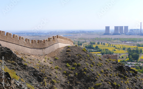 A part of the chinese wall in Jiuquan, China