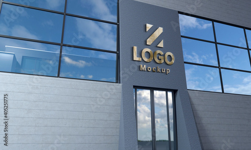Logo Mockup 3D Sign façade Building 3d Rendered