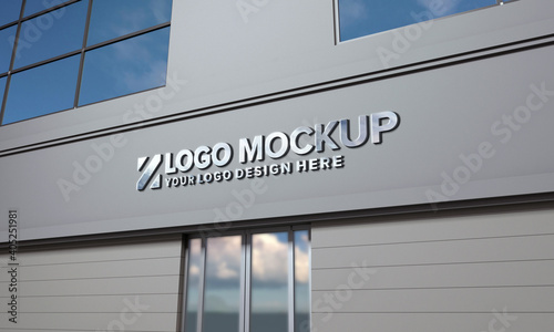 Logo Mockup 3D Sign façade Building 3d Rendered