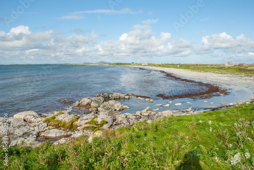 Seascape on the Atlantic Ocean shore in South Uist island, Outer Hebrides, Scotland, UK photo