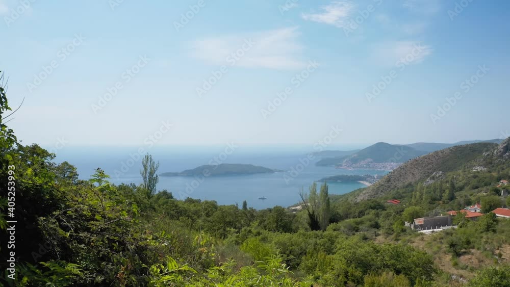 View from Mount Chelobrdo to the resorts of the Budva Riviera. Top view from drone. A gorgeous panoramic view of the Budva Riviera in Montenegro opens.
View from Mount Chelobrdo to the resorts of the Budva Riviera. Top view from drone. A gorgeous panoramic view of the Budva Riviera in Montenegro opens.