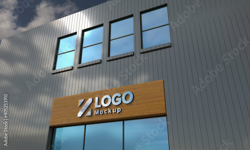 Logo Mockup 3D Sign façade Building 3d Rendered
