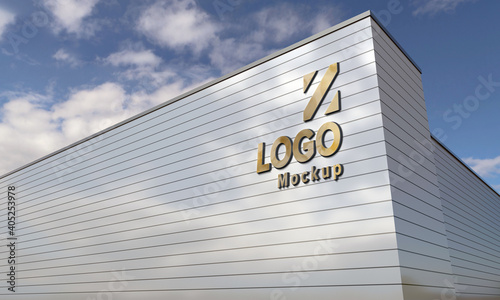 Logo Mockup 3D Sign façade Building 3d Rendered