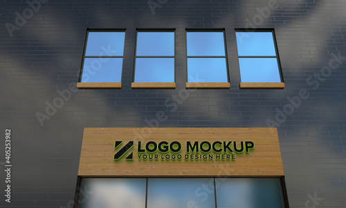 Logo Mockup 3D Sign façade Building 3d Rendered