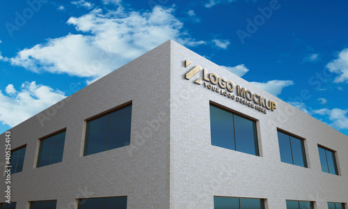 Logo Mockup 3D Sign façade Building 3d Rendered