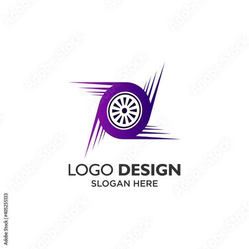 wheel and speed line for automotive logo design 