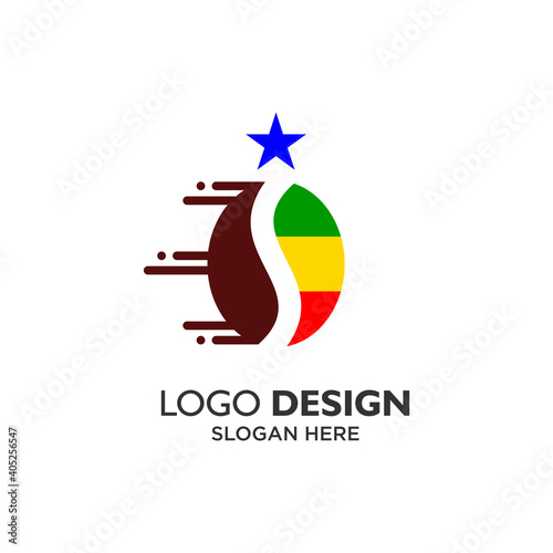 Coffee beans for ethiopian coffee logo design
