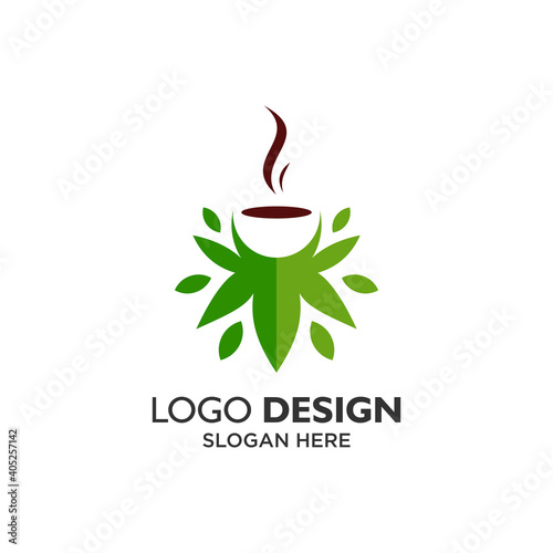 Coffee and tea for cafe and drink logo design
