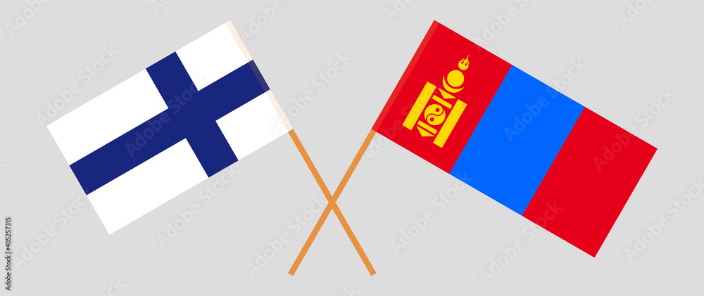 Crossed flags of Finland and Mongolia