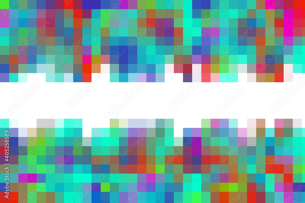 Rainbow abstract background with pixel texture of squares and copy space. Colorful banner with decorative borders. Mosaic pattern with large squares. Rainbow abstract background with pixel texture of squares and copy space. Colorful banner with decorative borders. Mosaic pattern with large squares.
