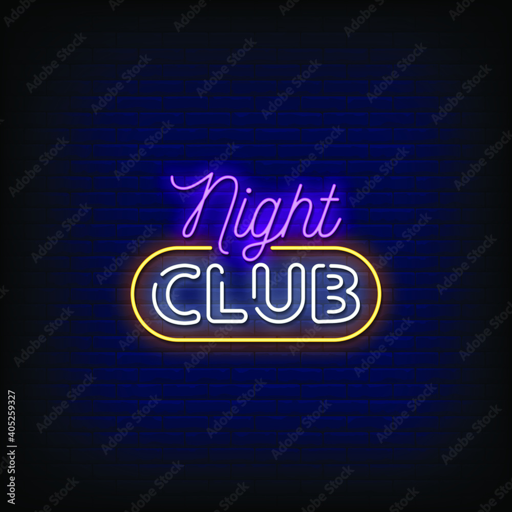 Night Club Neon Signs Style Text Vector