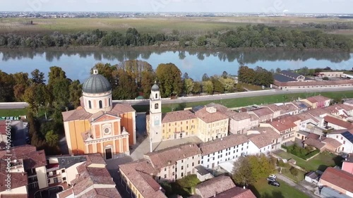 aerial view of the cathedral of Boretto Italy