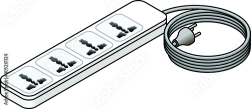 A four-outlet international socket power board and extension cable.