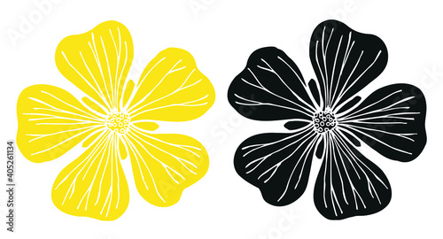 Flower imprint medicinal plant Althaea officinalis on a white background
