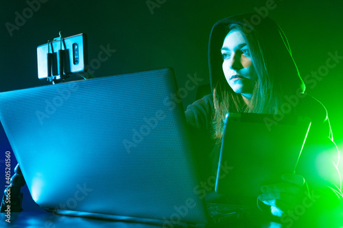 Freelancer girl next to a l...