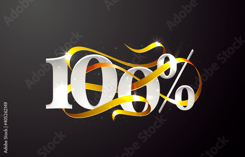 Ribbon off 100 sale discount, limited offer. Vector