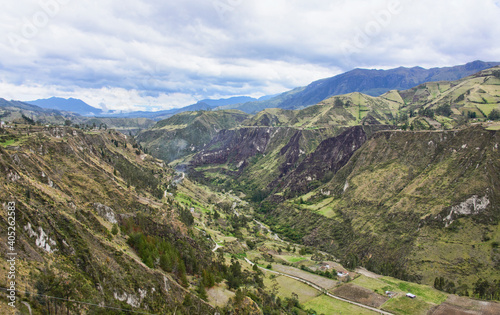 Beautiful cultivated valley in the Rio Toachi Canyon along the Quilotoa Loop Trek, Quilotoa, Ecuador © raquelm.