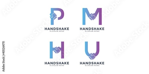 handshake logo design graphic monogram