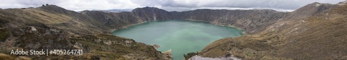 Beautiful view from the crater rim of the magnificent Laguna Quilotoa, Ecuador