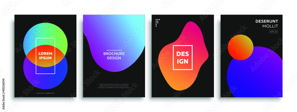 Plakat Liquid color covers set. Fluid shapes composition. Trendy gradients brochure. Futuristic design posters. Vector illustration.