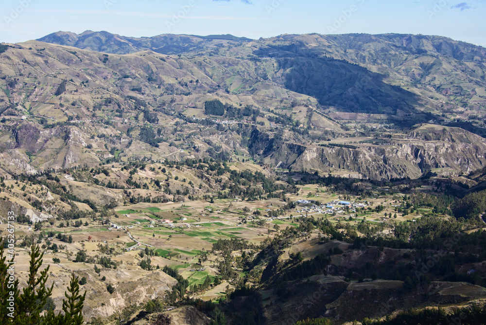 Beautiful cultivated valley in the Rio Toachi Canyon along the Quilotoa Loop Trek, Quilotoa, Ecuador