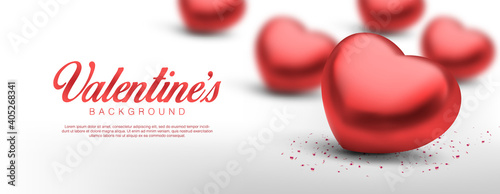 Realistic valentines day. Romantic Premium Vector background with 3d red hearts