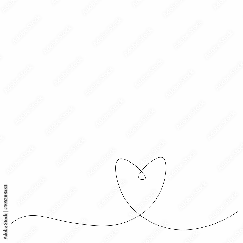 Heart continuous one line drawing. Vector illustration