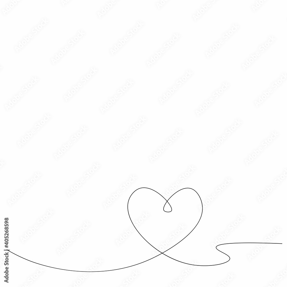 Love heart ontinuous one line drawing. Vector illustration Love heart ontinuous one line drawing. Vector illustration