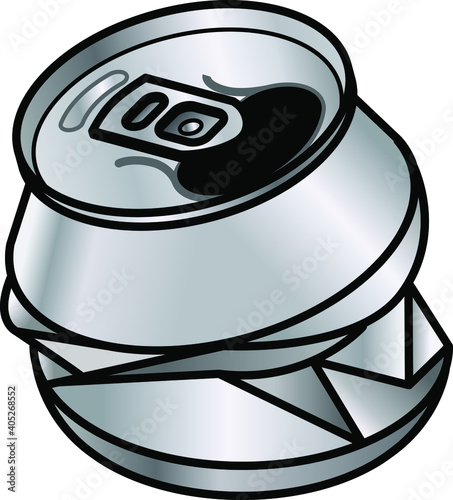 A crushed generic unlabelled aluminium drink can.