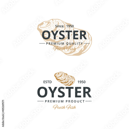 Vintage oyster logo template for restaurant
