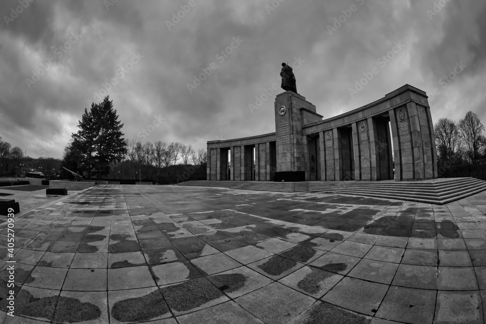Berlin, Germany - January 13, 2021 - The Soviet War Memorial in Berlin's Tiergarten