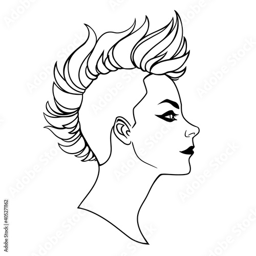 punk girl with mohawk haircut