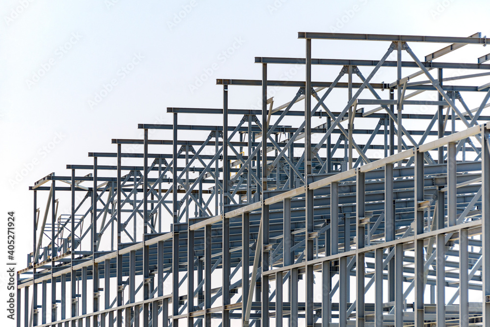 The steel structure on a construction site