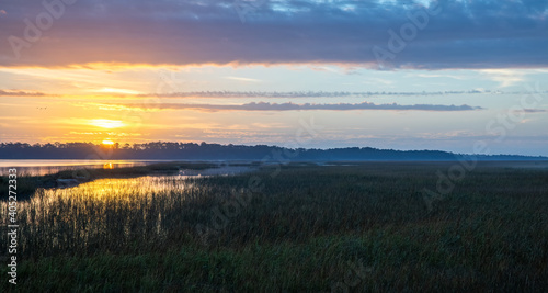 Sunrise over the salt marsh along the intracoastal waterway. 