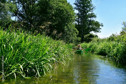 River kayaking in the Barycz Valley, Poland photo