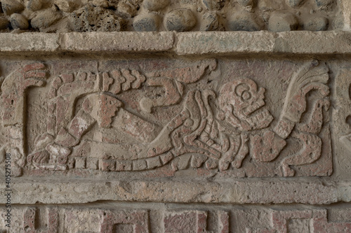 detail of a wall in Tula Hidalgo Toltec culture 