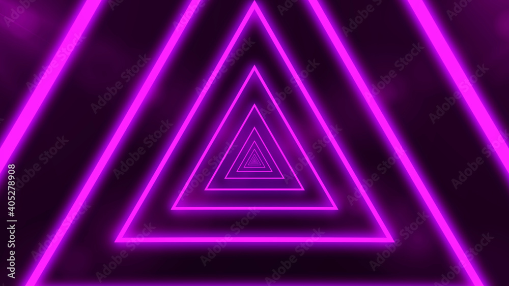 Abstract digital background with neon purple triangles. Abstract tunnel, portal. Abstract digital background with neon purple triangles. Abstract tunnel, portal.