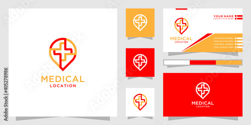 Medical location logo design and business card template