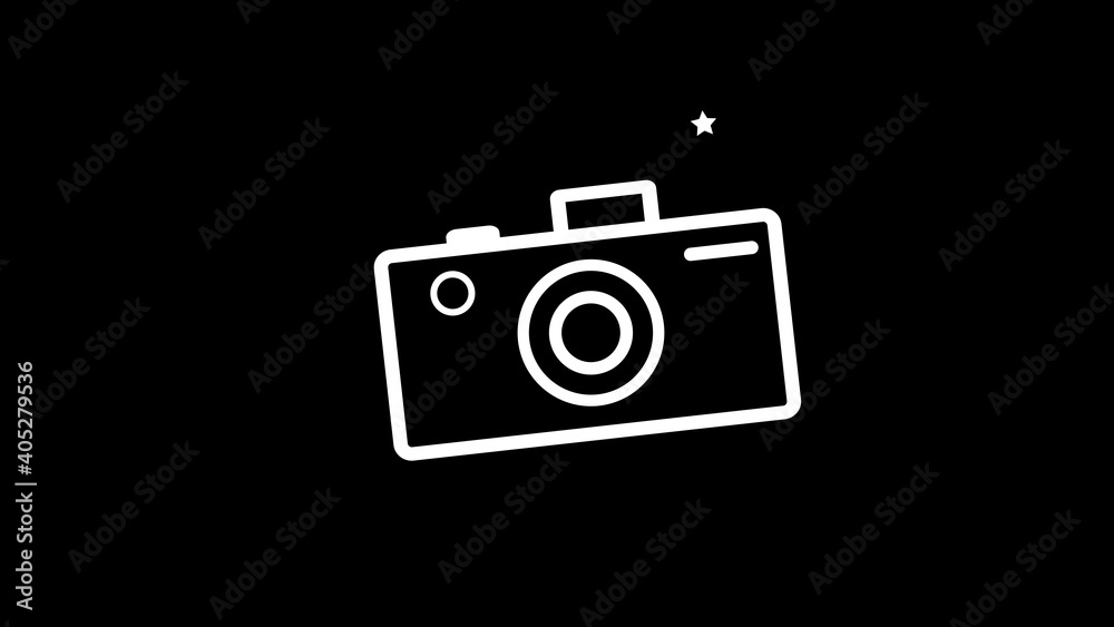 Camera Icon on black background, button collection original illustration. Camera Icon on black background, button collection original illustration.